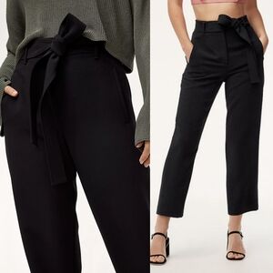 Aritzia Wilfred Black Jallade Tie Front triacetate High Waisted Trousers Pants 2
